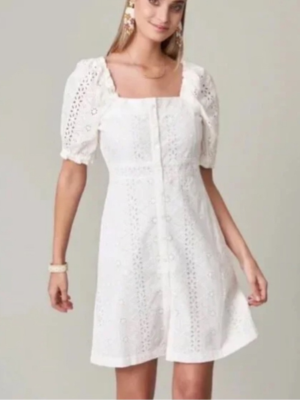 Spartina Catrina Eyelet Dress Pearl White Size XL